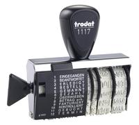 Trodat Classic 1117 Tampon dateur avec bande de mots, mois allemands, empreinte d'environ 6 x 56 mm