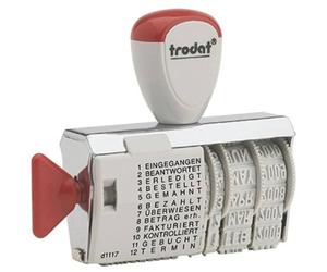 Trodat Classic 1117 Tampon dateur avec bande de mots, mois allemands, empreinte d'environ 6 x 56 mm