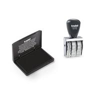Trodat Classic Lot de tampons 1010 pour les fournitures de bureau quotidiennes - Dimensions de l'impression 26 x 4 mm, hauteur de la police 4 mm, allemand, tampon dateur avec encreur noir, dimensions