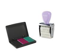 Trodat Creative Lot de mini tampons Bullet Journal pour création créative - 12 impressions allemandes, tampons créatifs en violet pastel avec encreur en rose, noir, vert, 30 x 5 mm