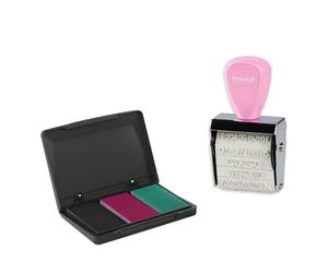 Trodat Creative Lot de mini tampons créatifs - Messages mignons pour une création créative - 12 impressions allemandes - Tampon créatif en rose pastel avec encreur en rose, noir, vert - 30 x 5 mm
