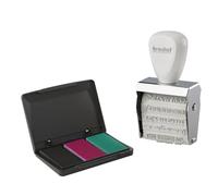 Trodat Creative Lot de mini tampons en forme de poste d'ange, pour une création créative - 12 impressions en allemand, tampon créatif en blanc, avec encreur en rose, noir, vert, 30 x 5 mm