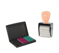 Trodat Creative Mini Lot de 12 tampons décoratifs pour bricolage créatif - 12 impressions allemandes, tampons créatifs en crème pastel avec encreur en rose, noir, vert, 30 x 5 mm