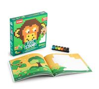 Trodat Pixel Stamp - Animaux - Livre pour enfants à tamponner par numéros - 18 motifs - 6 mini tampons colorés - Jeu éducatif créatif pour enfants à partir de 4 ans