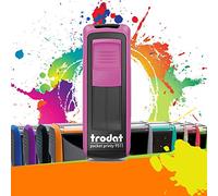 Trodat Pocket Printy 9511 - Tampon Encreur Professionnel Automatique De Poche 3 lignes À Personnaliser - Empreinte 38 x 14 mm Offerte (Fuchsia et noir)