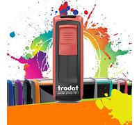 Trodat Pocket Printy 9511 - Tampon Encreur Professionnel Automatique De Poche 3 lignes À Personnaliser - Empreinte 38 x 14 mm Offerte (Rouge et Noir)