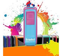 Trodat Pocket Printy 9511 - Tampon Encreur Professionnel Automatique De Poche 3 lignes À Personnaliser - Empreinte 38 x 14 mm Offerte (Fuchsia et Turquoise)