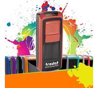 Trodat Pocket Printy 9512 - Tampon Encreur Professionnel Automatique De Poche 4 lignes À Personnaliser - Empreinte 47 x 18 mm Offerte (Rouge et noir)