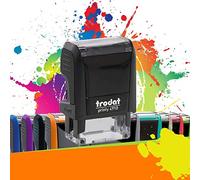 Trodat Printy 4910 - Tampon Encreur Professionnel Automatique 2 lignes À Personnaliser - Empreinte 26 x 9 mm Offerte (Noir)