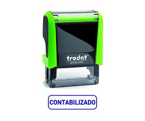 Trodat Printy 4911 Tampon formule commerciale avec texte espagnol comptable, encreur automatique, taille de la plaque de texte 38 x 14 mm, bleu