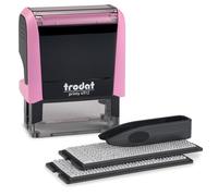 Trodat Printy Typomatic 4912T - Tampon Encreur Professionnel Automatique 4 lignes - Empreinte 47 x 18 mm À Composer Soi-Même (Rose Pastel)