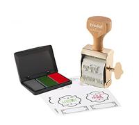 Trodat Tampon vintage auto-fabriqué 158076 – 6 textes allemands – Encreur 3 couleurs
