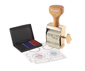 Trodat Tampon vintage avec 6 textes en allemand et encreur 3 couleurs - 158077