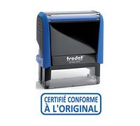 Tampon Trodat X-print 4912 encrage automatique rechargeable, texte CERTIFIÉ CONFORME A L'ORIGINAL, encre de couleur bleue, format de l’impression 45 x 16 mm