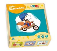 TRÖTSCH - Bobo Siebenschläfer Bilderwürfel Puzzle : in praktischer Holzbox mit Schiebedeckel ALS Reisespiel geeignet