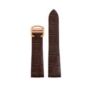 TROGPYXG 18mm 21mm Compatible avec la montre Cartier W2006951 WH100751 Sandoz Santos cuir de vache mécanique avec bracelet en Grain de lien d'extrémité de tête en acier(Brown-rose gold,18mm)