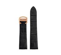TROGPYXG 18mm 21mm Compatible avec la montre Cartier W2006951 WH100751 Sandoz Santos cuir de vache mécanique avec bracelet en Grain de lien d'extrémité de tête en acier(Black-rose gold,21mm)