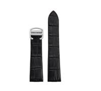TROGPYXG 18mm 21mm Compatible avec la montre Cartier W2006951 WH100751 Sandoz Santos cuir de vache mécanique avec bracelet en Grain de lien d'extrémité de tête en acier(Black-silver,21mm)