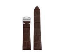 TROGPYXG 18mm 21mm Compatible avec la montre Cartier W2006951 WH100751 Sandoz Santos cuir de vache mécanique avec bracelet en Grain de lien d'extrémité de tête en acier(Brown-silver,21mm)