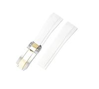 TROGPYXG Bracelet à boucle papillon en acier inoxydable, compatible avec Rolex Black Green Submariner Daytona Water Ghost, montre en caoutchouc durable for hommes(White-Steel Gold-Z9)