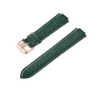 TROGPYXG Bracelet de montre convexe en cuir, compatible avec les hommes et les femmes, remplacé par le ballon bleu Cartier 16-8mm, 18-11mm, 20-12mm, 22-14mm(Dark green rose,18x10)