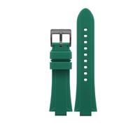 TROGPYXG Bracelet de montre en caoutchouc de Silicone, 24x11mm 26x12mm, Compatible avec Tissot PRX Super Player T137.407.11, Bracelet convexe for hommes et femmes(Green-black,24x11mm women)