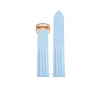 TROGPYXG Bracelet de montre en caoutchouc Fluororubber for hommes, Compatible avec la série Cartier Roadster, Bracelet à boucle pliante à dégagement rapide(Sky blue-rose gold)
