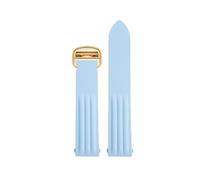 TROGPYXG Bracelet de montre en caoutchouc Fluororubber for hommes, Compatible avec la série Cartier Roadster, Bracelet à boucle pliante à dégagement rapide(Sky blue-gold)
