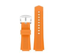 TROGPYXG Bracelet de Montre en Caoutchouc Silicone à Ouverture Convexe, Compatible avec Les Bracelets de Montre Diesel DZ1089, DZ1123 et DZ1132(Orange S Silver,28x22mm)