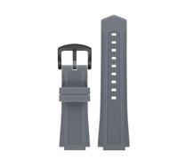 TROGPYXG Bracelet de Montre en Caoutchouc Silicone à Ouverture Convexe, Compatible avec Les Bracelets de Montre Diesel DZ1089, DZ1123 et DZ1132(Gray S Black,28x18mm)