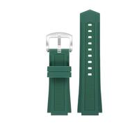 TROGPYXG Bracelet de Montre en Caoutchouc Silicone à Ouverture Convexe, Compatible avec Les Bracelets de Montre Diesel DZ1089, DZ1123 et DZ1132(Green S Silver,28x18mm)