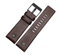 TROGPYXG Bracelet de montre en cuir 22 24 26 27 28 30 32mm, Compatible avec Diesel DZ7370 DZ7313 DZ7413 DZ7257, Bracelet de montre en cuir(Brown black buckle,32mm)