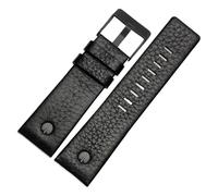 TROGPYXG Bracelet de montre en cuir 22 24 26 27 28 30 32mm, Compatible avec Diesel DZ7370 DZ7313 DZ7413 DZ7257, Bracelet de montre en cuir(Black black buckle,27mm)