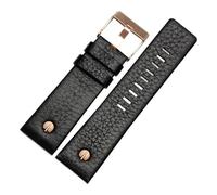 TROGPYXG Bracelet de montre en cuir 22 24 26 27 28 30 32mm, Compatible avec Diesel DZ7370 DZ7313 DZ7413 DZ7257, Bracelet de montre en cuir(Black rose buckle,24mm)