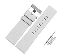 TROGPYXG Bracelet de montre en cuir, Compatible avec le bracelet Die-sel DZ1657 DZ1405 DZ1206 DZ4323 DZ7313 DZ7257 mâle 24mm 26mm 28mm noir marron(White-silver,27mm)