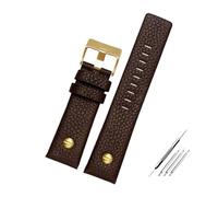 TROGPYXG Bracelet de montre en cuir, Compatible avec le bracelet Die-sel DZ1657 DZ1405 DZ1206 DZ4323 DZ7313 DZ7257 mâle 24mm 26mm 28mm noir marron(Brown-gold nails,30mm)