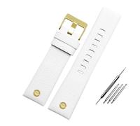 TROGPYXG Bracelet de montre en cuir, Compatible avec le bracelet Die-sel DZ1657 DZ1405 DZ1206 DZ4323 DZ7313 DZ7257 mâle 24mm 26mm 28mm noir marron(White-gold nails,30mm)