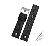 TROGPYXG Bracelet de montre en cuir, Compatible avec le bracelet Die-sel DZ1657 DZ1405 DZ1206 DZ4323 DZ7313 DZ7257 mâle 24mm 26mm 28mm noir marron(Black-silver nails,32mm)
