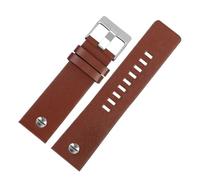 TROGPYXG Bracelet de montre en cuir de vache avec rivets, compatible avec Diesel DZ7313 DZ7333 7322 7257 4318 7348 7334 de remplacement(Plain brown x silver,30mm)