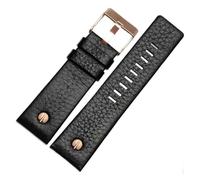 TROGPYXG Bracelet de montre en cuir de vache avec rivets, compatible avec Diesel DZ7313 DZ7333 7322 7257 4318 7348 7334 de remplacement(Black x rose gold,22mm)