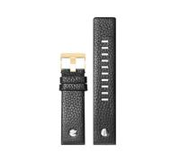 TROGPYXG Bracelet de montre en cuir for hommes, Compatible avec Diesel DZ4323/1657/4318, motif Litchi, aiguille, 22 24 26 28 30 Mm(A-Black-Gold,28mm)