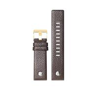 TROGPYXG Bracelet de montre en cuir for hommes, Compatible avec Diesel DZ4323/1657/4318, motif Litchi, aiguille, 22 24 26 28 30 Mm(A-Dark brown-Gold,30mm)