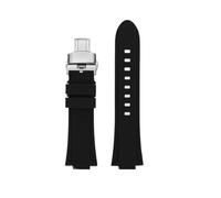 TROGPYXG Bracelet de montre en silicone convexe compatible avec Casio EDIFICE 5634 EFB-680 EFS-S570YD/YDC/YDB, bracelet de montre en caoutchouc modifié(Black - silver,24x12mm)