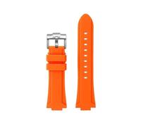 TROGPYXG Bracelet de montre en silicone convexe compatible avec Casio EDIFICE 5634 EFB-680 EFS-S570YD/YDC/YDB, bracelet de montre en caoutchouc modifié(Orange - silver pin,24X14mm)