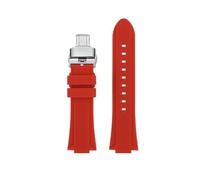 TROGPYXG Bracelet de montre en silicone convexe compatible avec Casio EDIFICE 5634 EFB-680 EFS-S570YD/YDC/YDB, bracelet de montre en caoutchouc modifié(Red - silver,24X14mm)