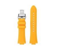 TROGPYXG Bracelet de montre en silicone convexe compatible avec Casio EDIFICE 5634 EFB-680 EFS-S570YD/YDC/YDB, bracelet de montre en caoutchouc modifié(Yellow - silver,24x12mm)