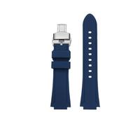 TROGPYXG Bracelet de montre en silicone convexe compatible avec Casio EDIFICE 5634 EFB-680 EFS-S570YD/YDC/YDB, bracelet de montre en caoutchouc modifié(Blue - silver,24x12mm)