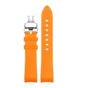 TROGPYXG Bracelet de Montre incurvé en Silicone Compatible avec Casio, Longines, Issot, IWC, Bracelet de plongée en Caoutchouc, 20, 21, 22 mm(Orange Silver,22mm)