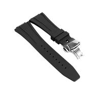TROGPYXG Bracelet en Caoutchouc Compatible avec la Montre GA-2100, Bracelet étanche en Caoutchouc fluoré Compatible avec la Montre GM5600, Fermoir Papillon(Black-Silver-02,GM-2100)
