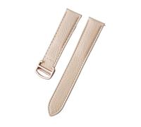 TROGPYXG Bracelet en peau de mouton compatible avec le bracelet de montre Cartier London Key Leather 14 mm 16 mm 18 mm 19 mm 20 mm 22 mm(Cream color gold,19mm)
